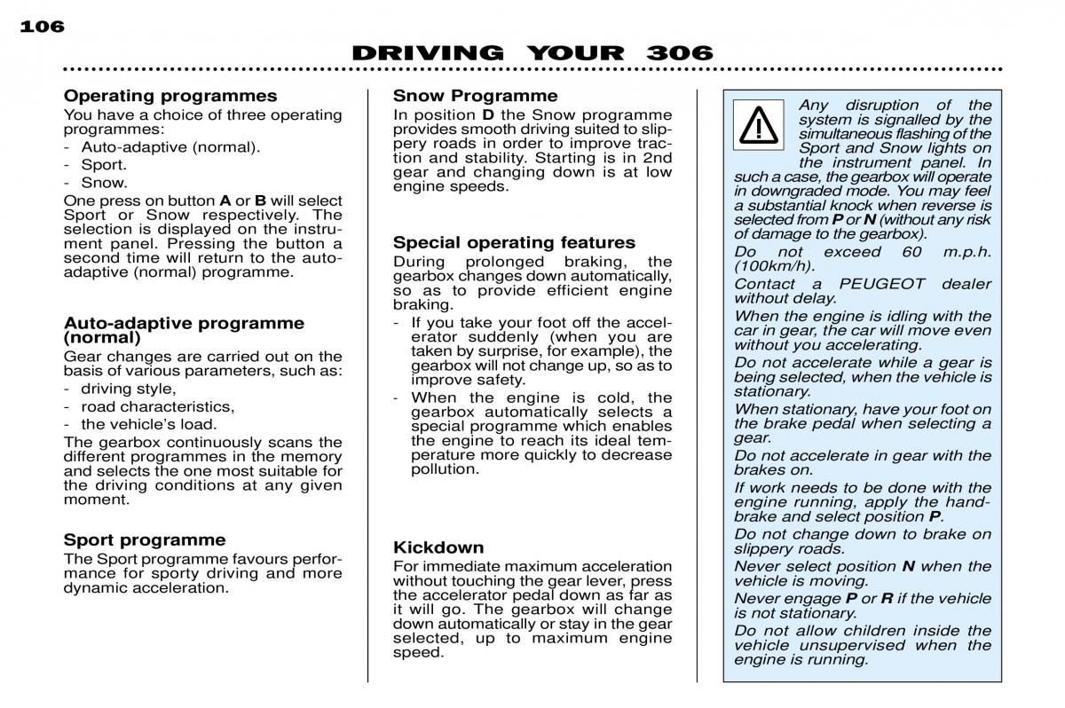 Peugeot 306 owners manual / page 8