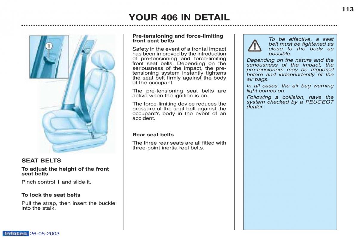 Peugeot 406 owners manual / page 17