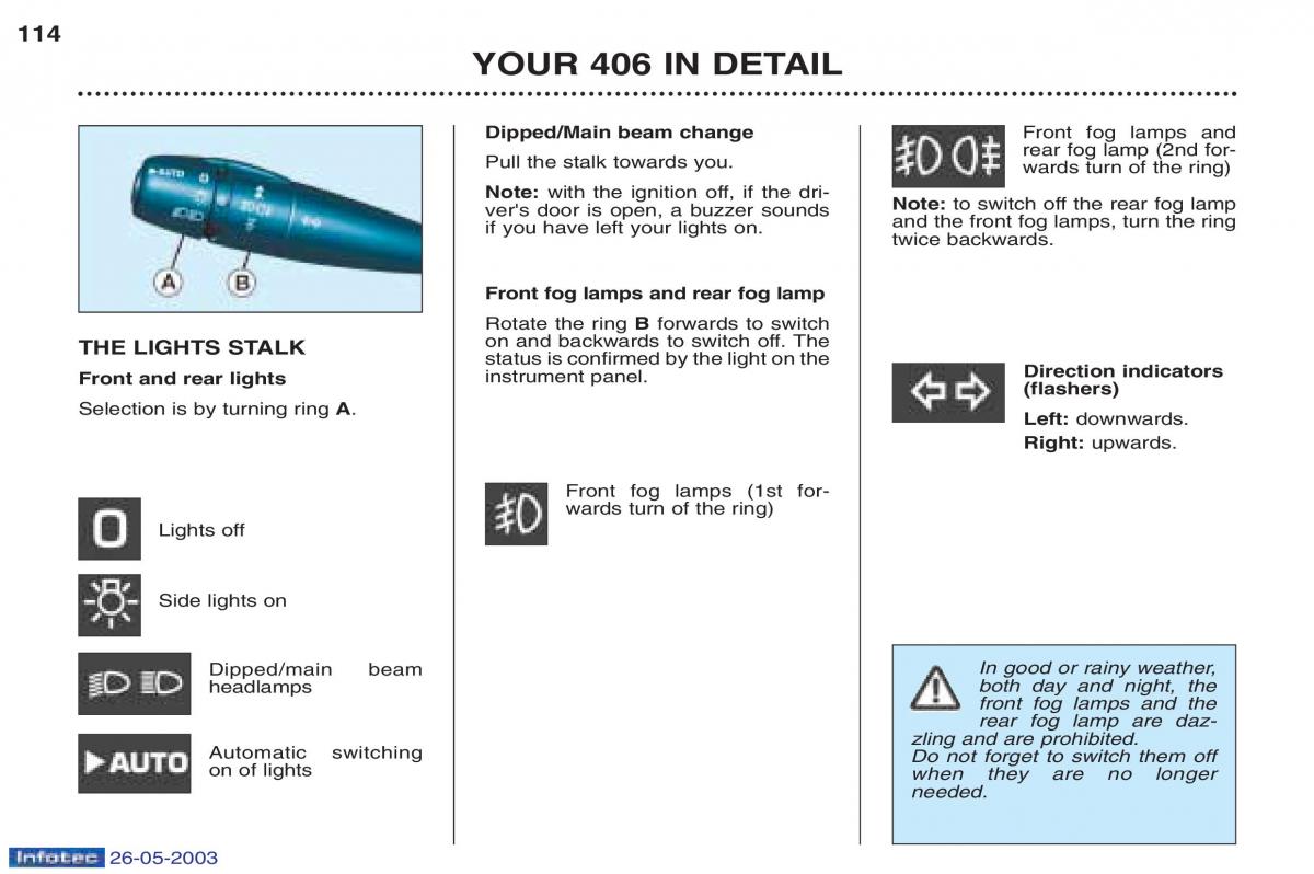 Peugeot 406 owners manual / page 18