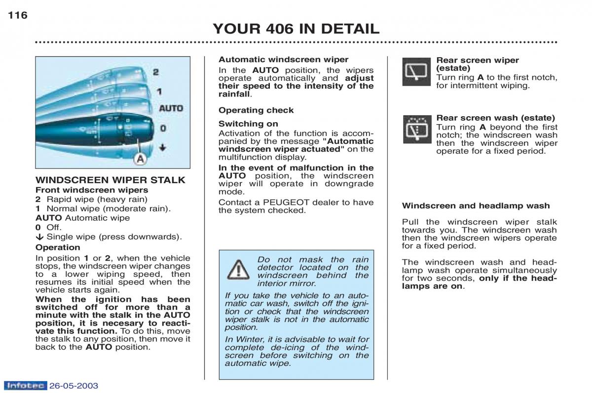 Peugeot 406 owners manual / page 20