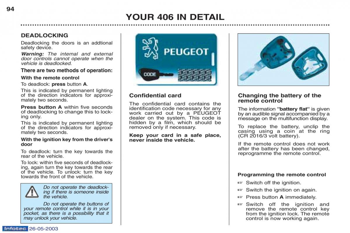 Peugeot 406 owners manual / page 81