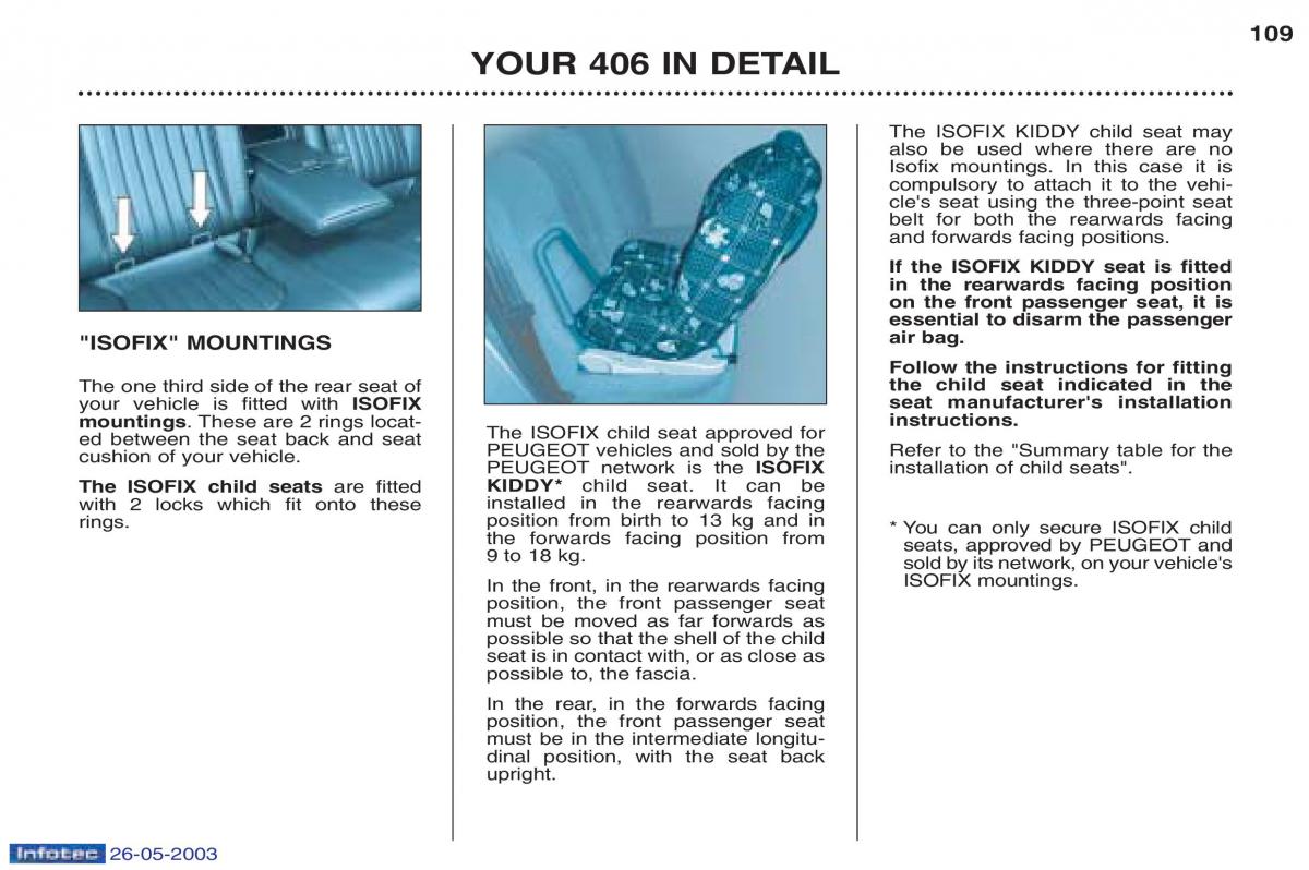 Peugeot 406 owners manual / page 12