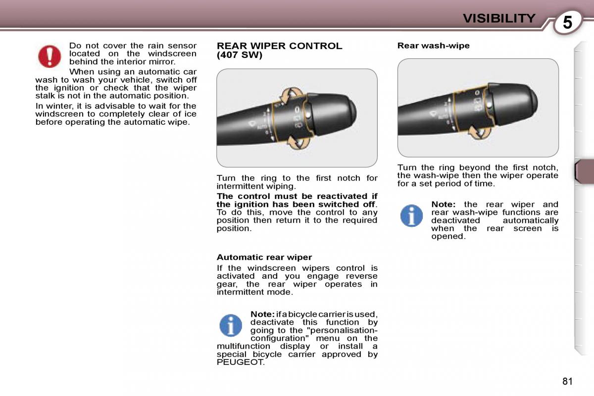 Peugeot 407 owners manual / page 98