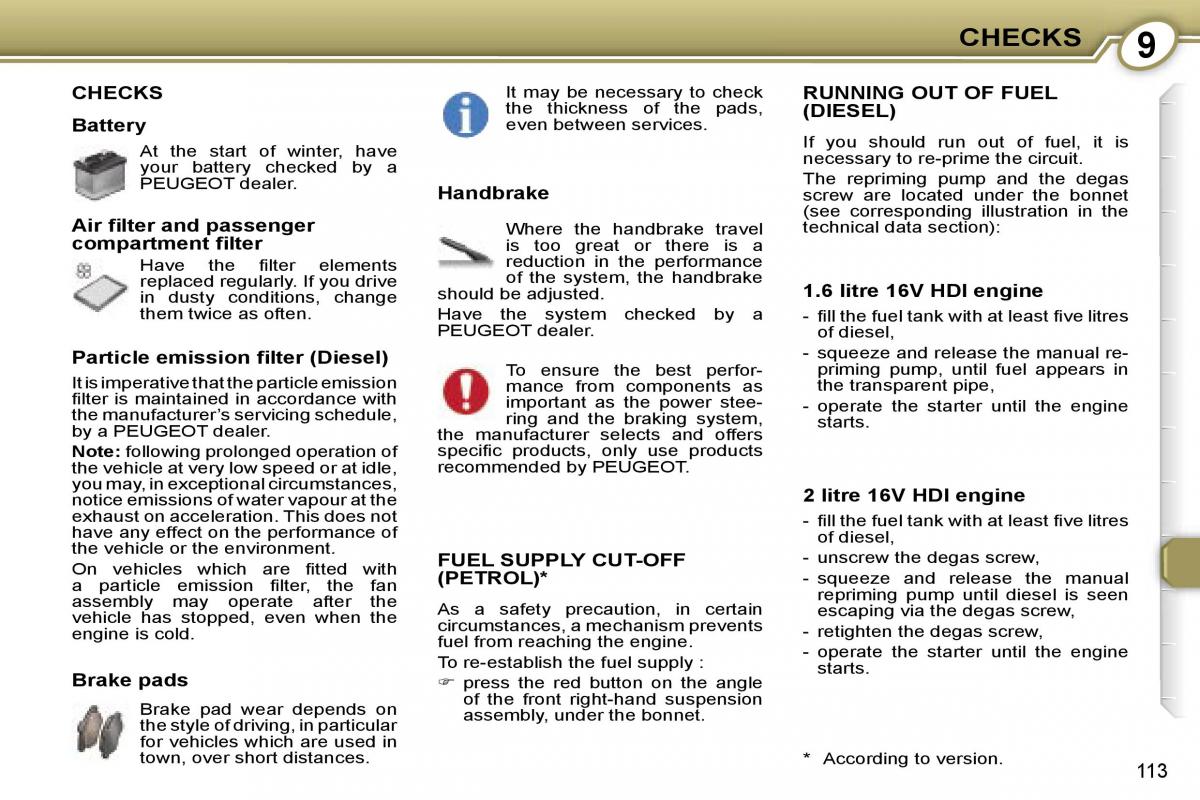 Peugeot 407 owners manual / page 11