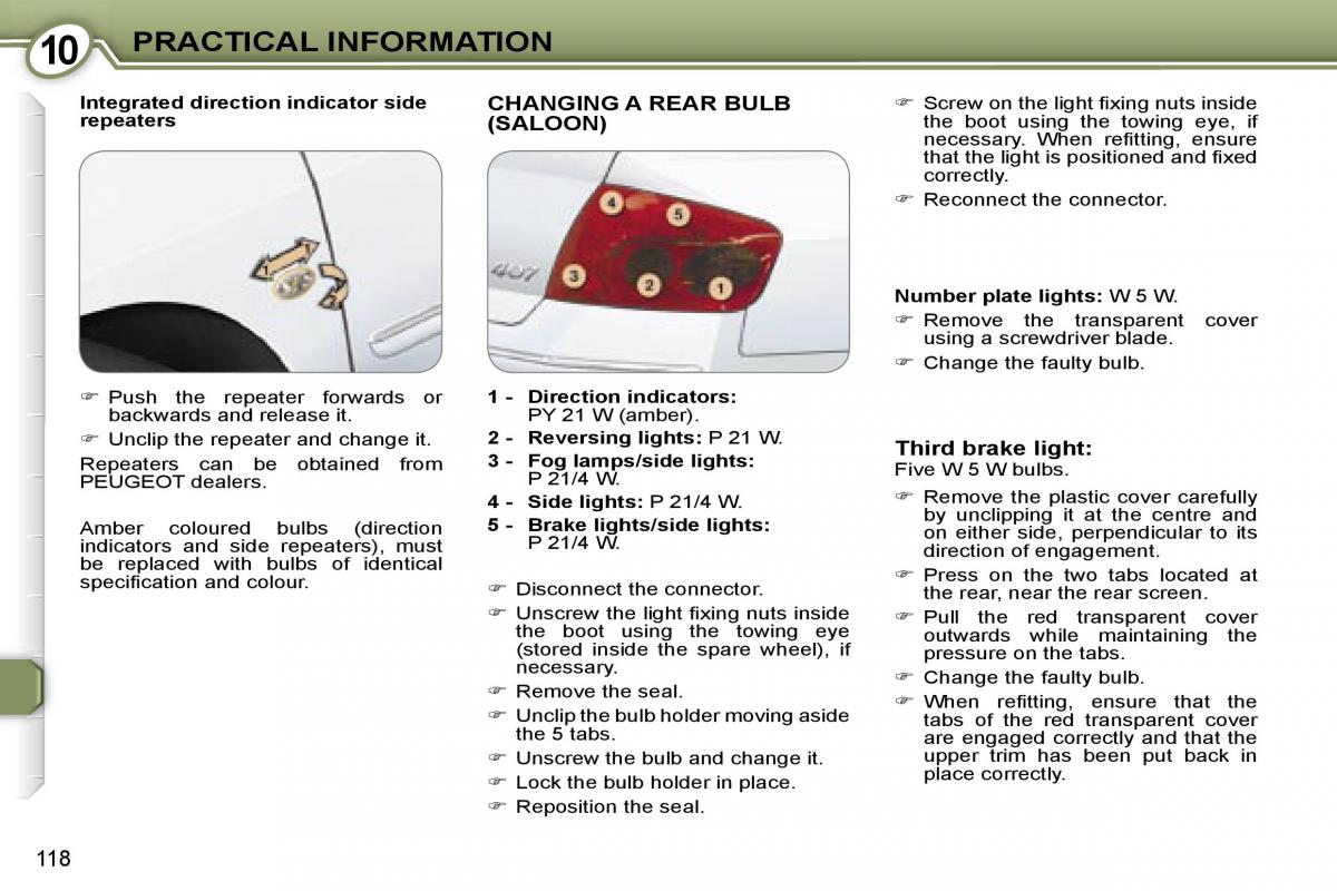 Peugeot 407 owners manual / page 17