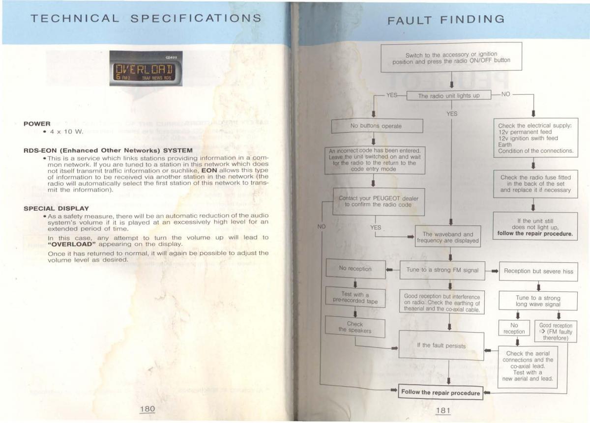 manual  Peugeot 806 owners manual / page 100