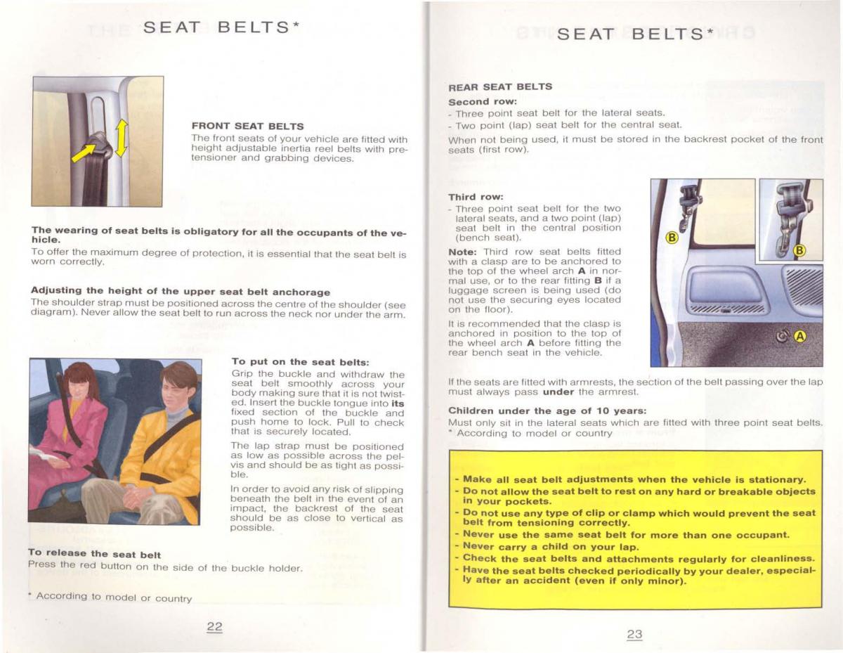 Peugeot 806 owners manual / page 22