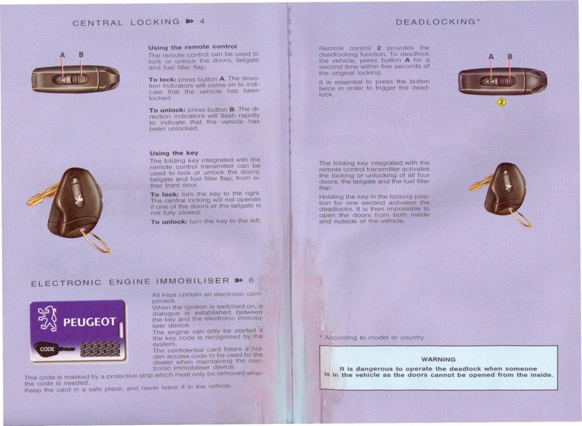 Peugeot 806 owners manual / page 3