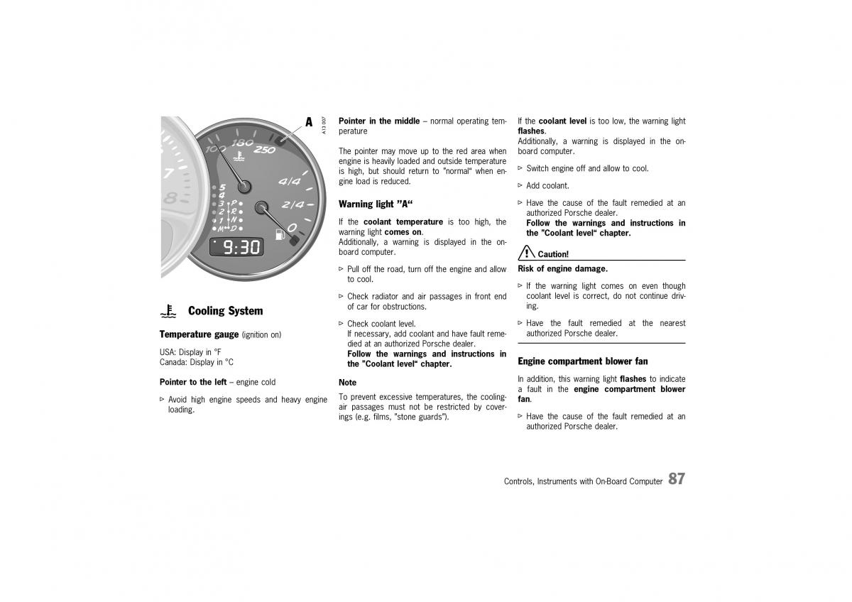 Porsche Boxster 986 owners manual / page 85