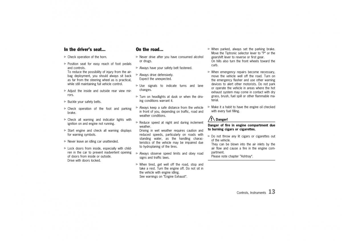 Porsche Boxster 986 owners manual / page 11