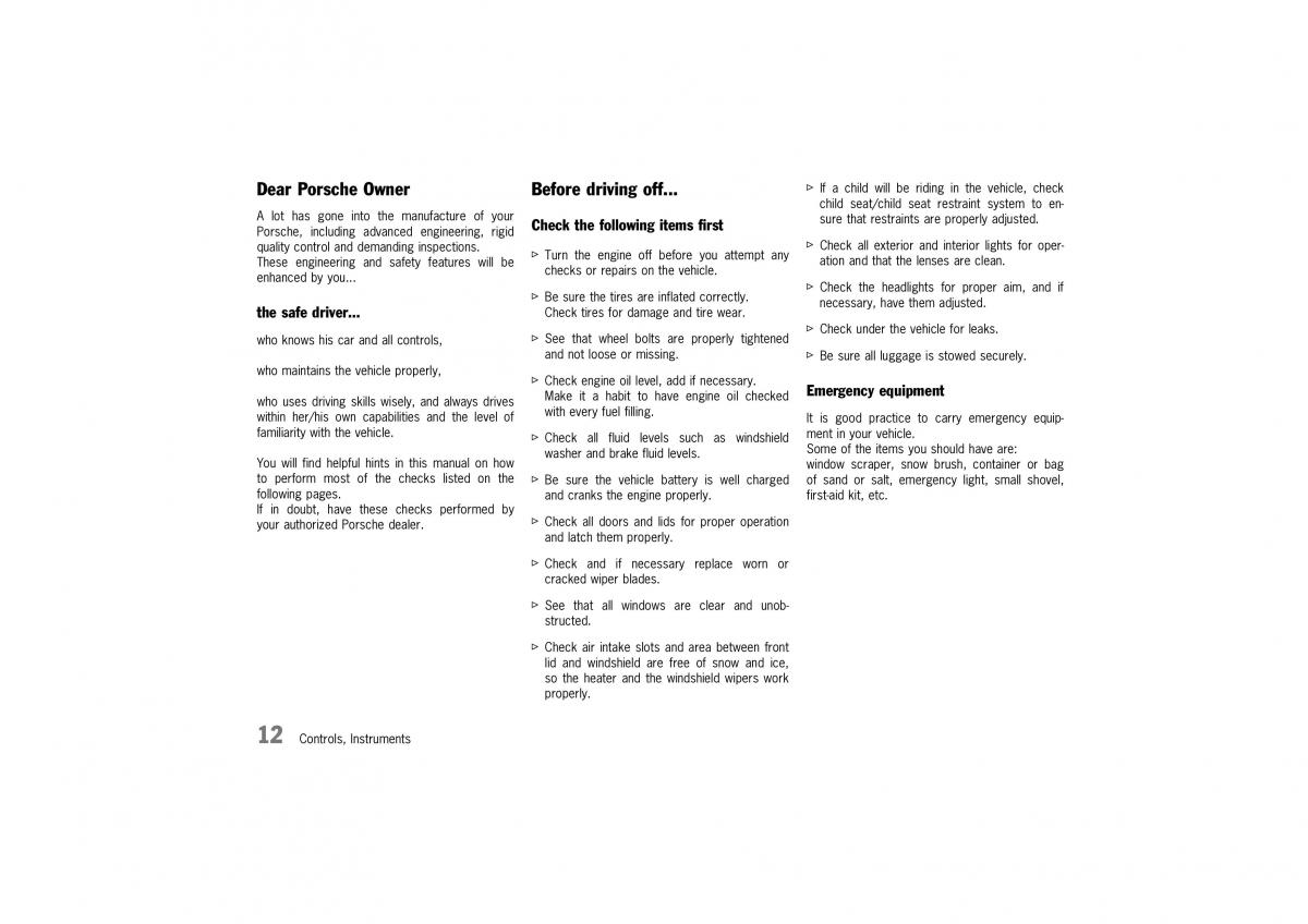 Porsche Boxster 986 owners manual / page 10