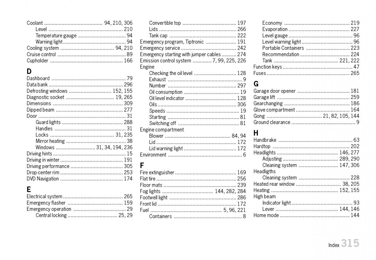 manual  Porsche Boxster 987 owners manual / page 317