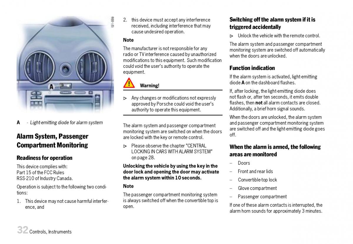 Porsche Boxster 987 owners manual / page 34