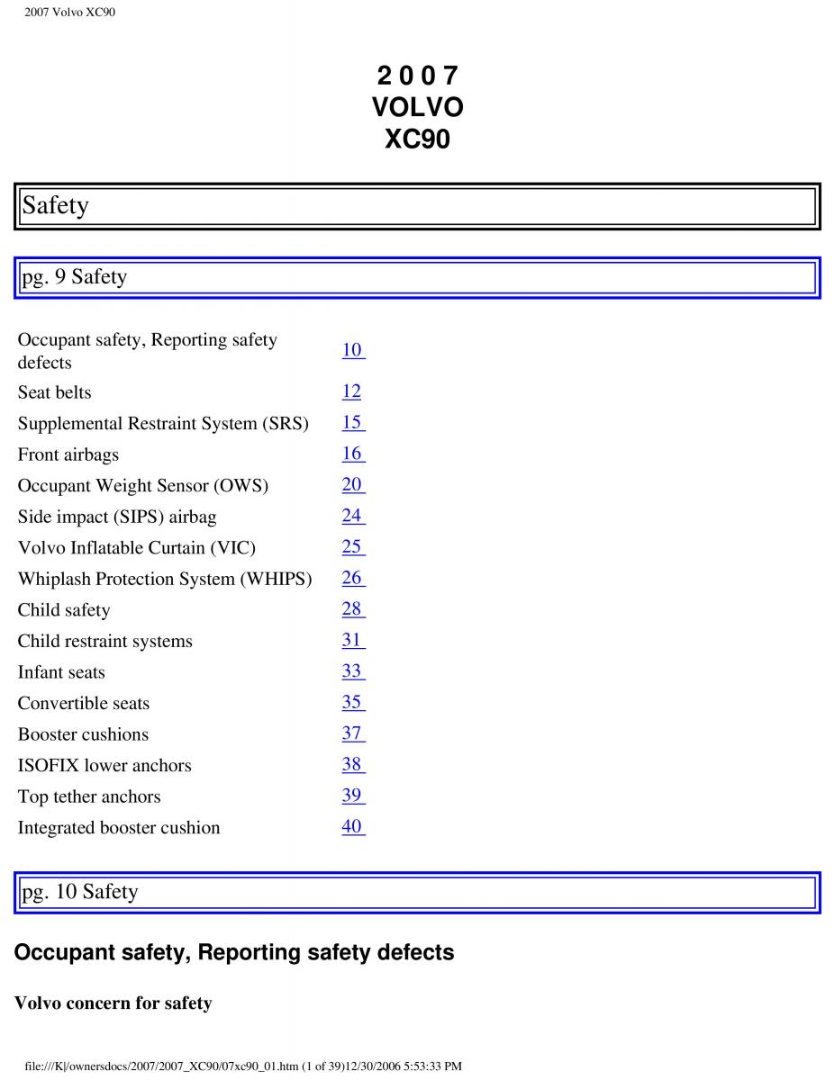 manual Volvo XC90 Volvo XC90 I 1 owners manual / page 8