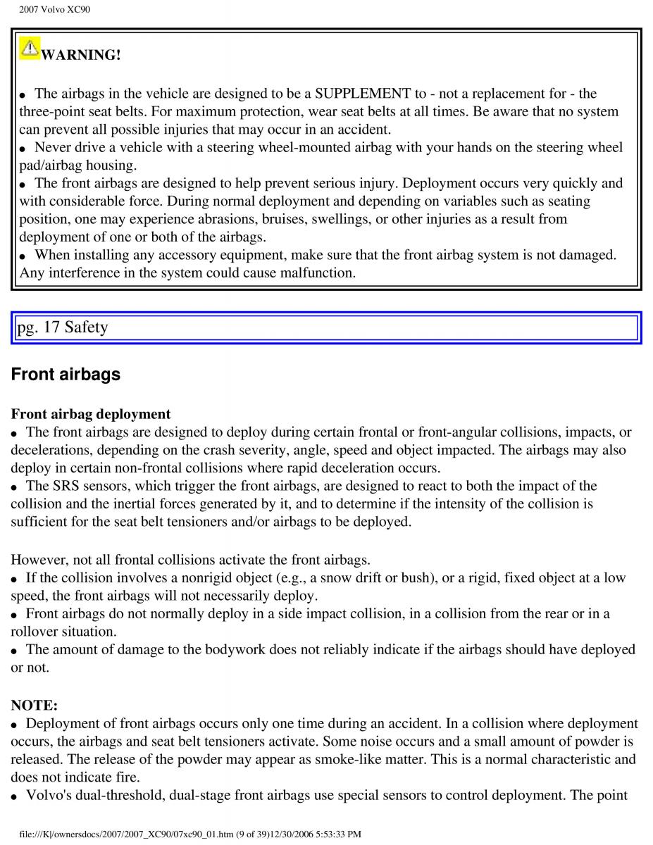 manual Volvo XC90 Volvo XC90 I 1 owners manual / page 16