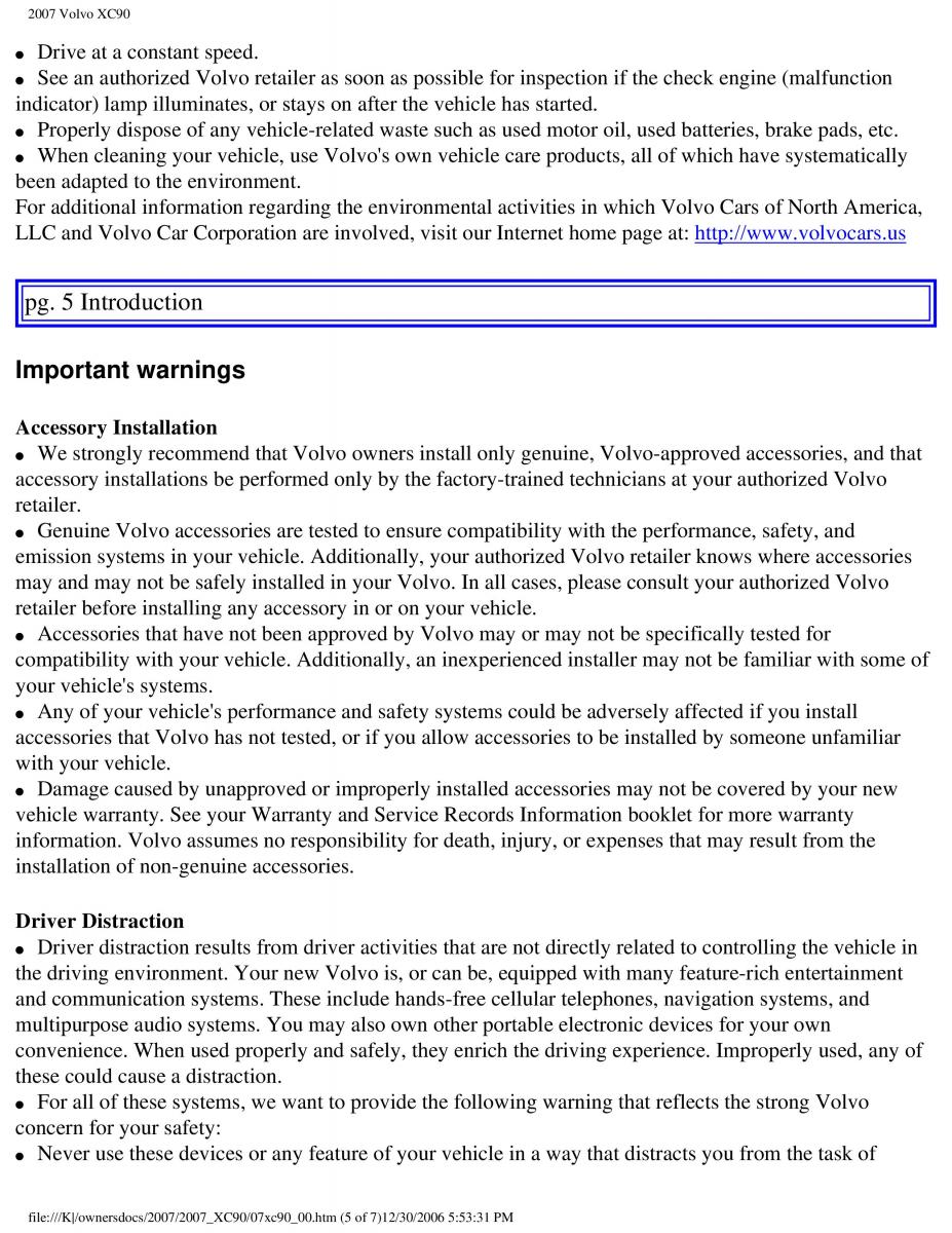Volvo XC90 I 1 owners manual / page 5