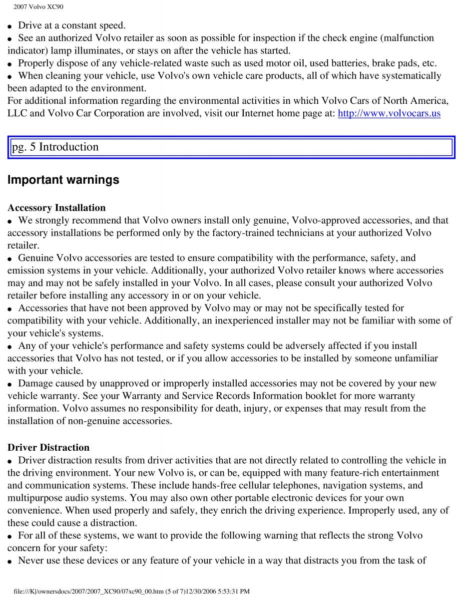 manual Volvo XC90 Volvo XC90 I 1 owners manual / page 5