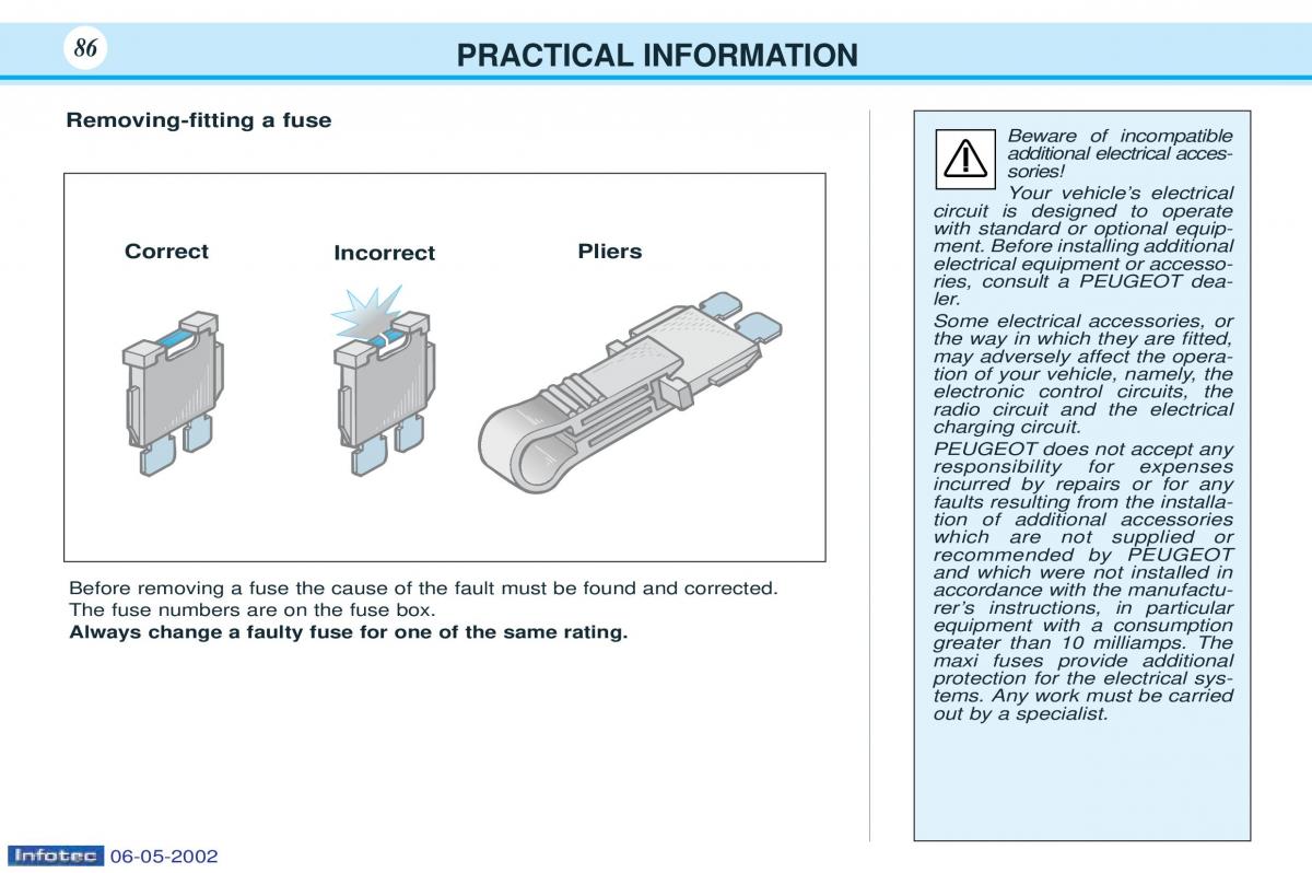 Peugeot 106 owners manual / page 91