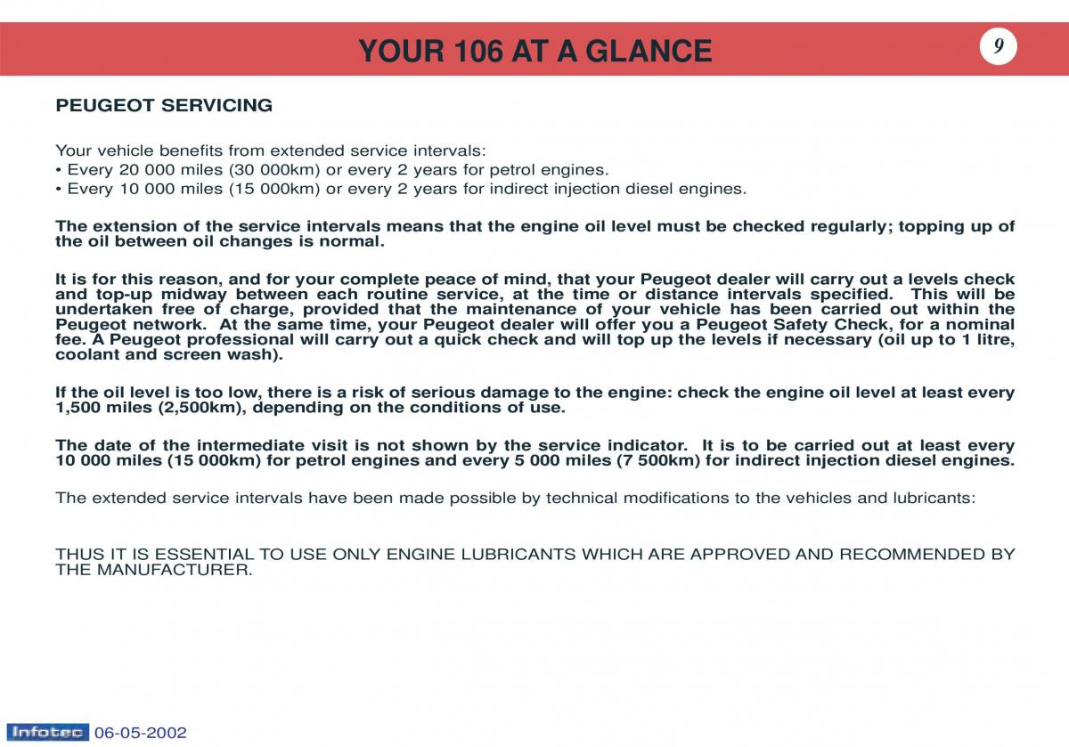 Peugeot 106 owners manual / page 94