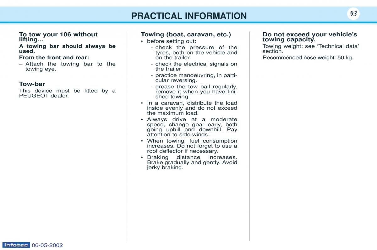 Peugeot 106 owners manual / page 97