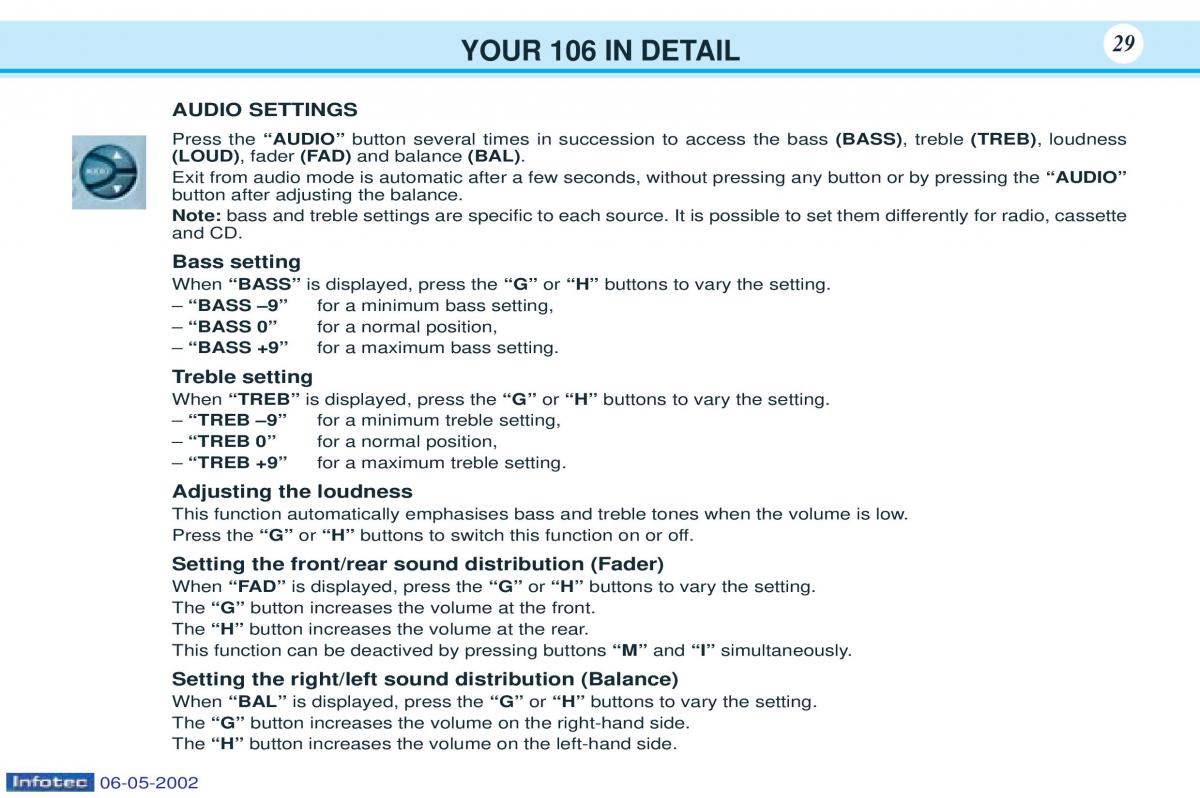 Peugeot 106 owners manual / page 22
