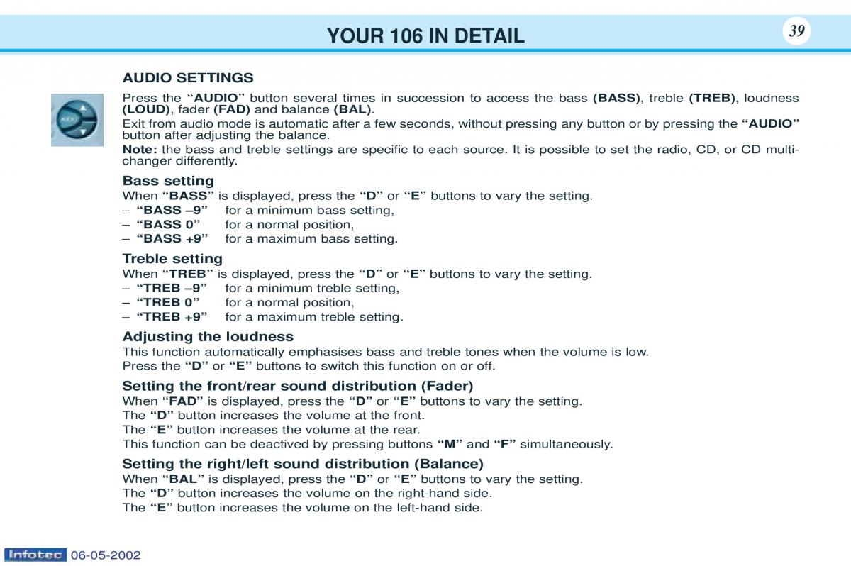Peugeot 106 owners manual / page 31