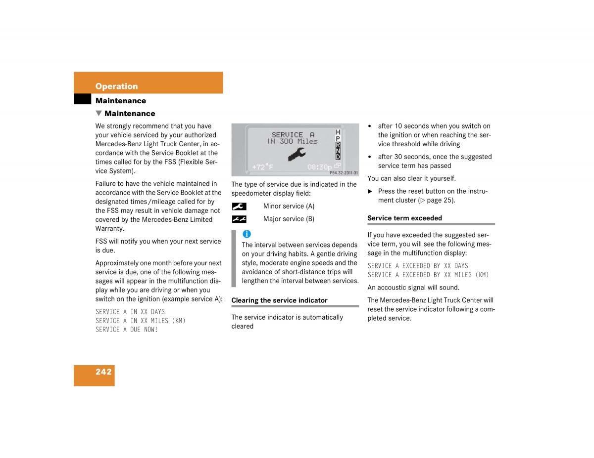 Mercedes Benz G500 G55 AMG owners manual / page 242