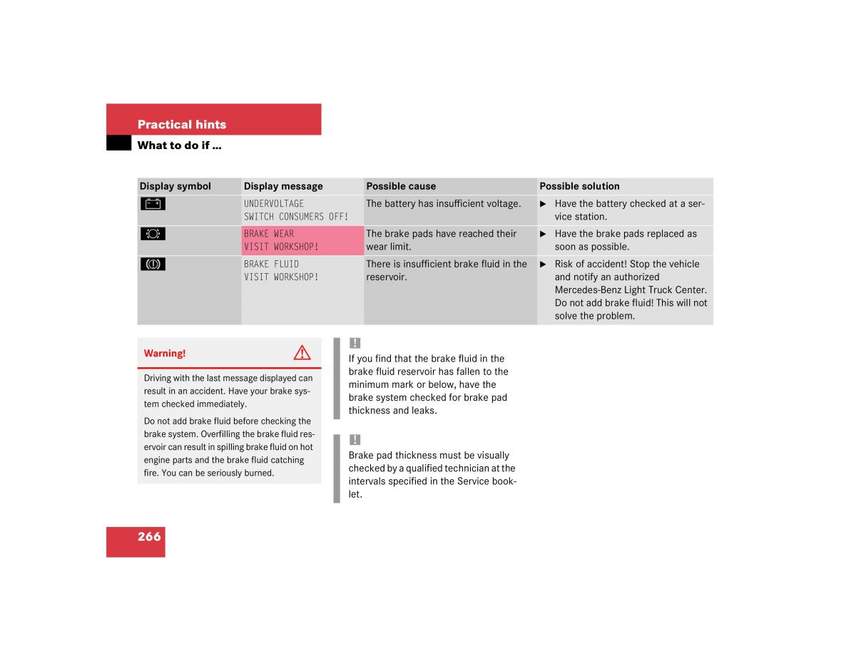 Mercedes Benz G500 G55 AMG owners manual / page 266