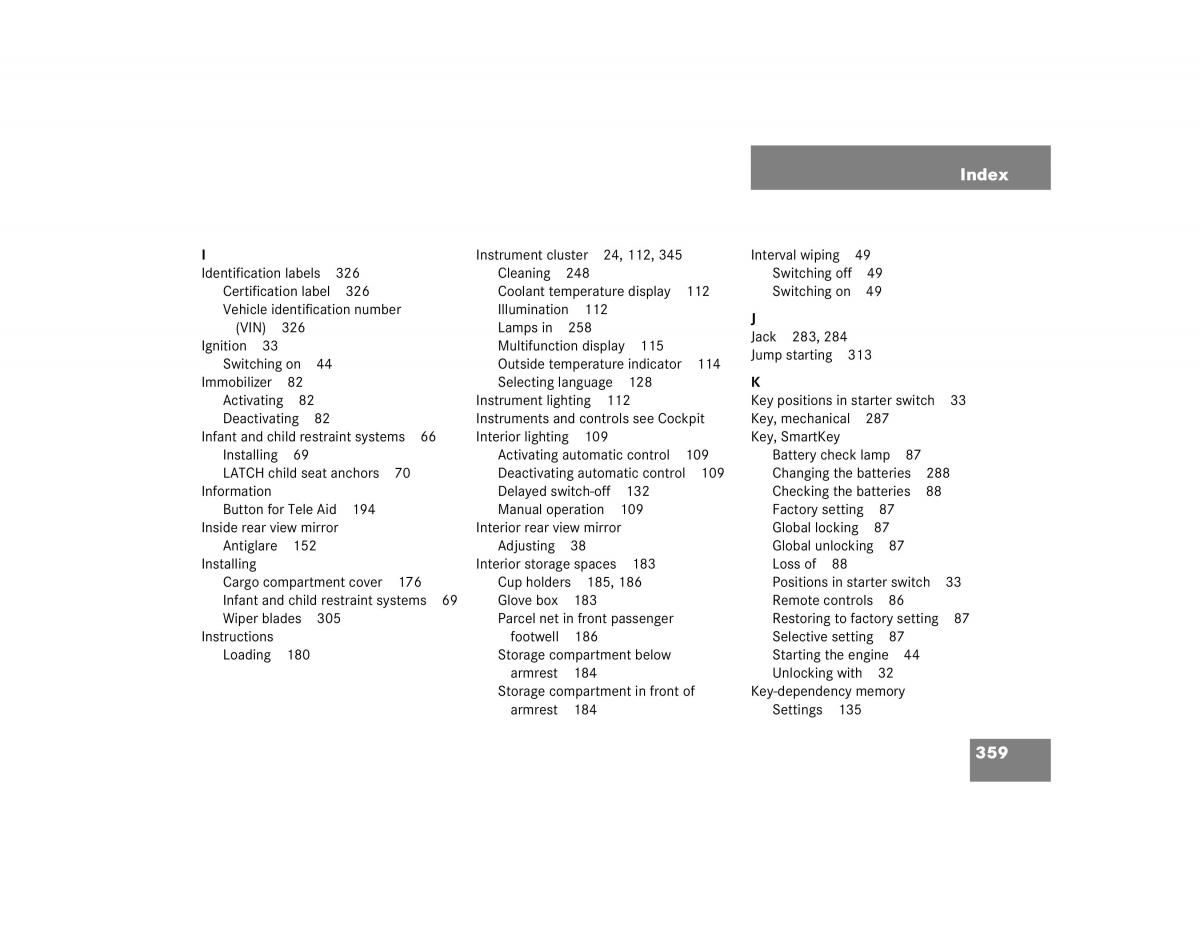 Mercedes Benz G500 G55 AMG owners manual / page 359