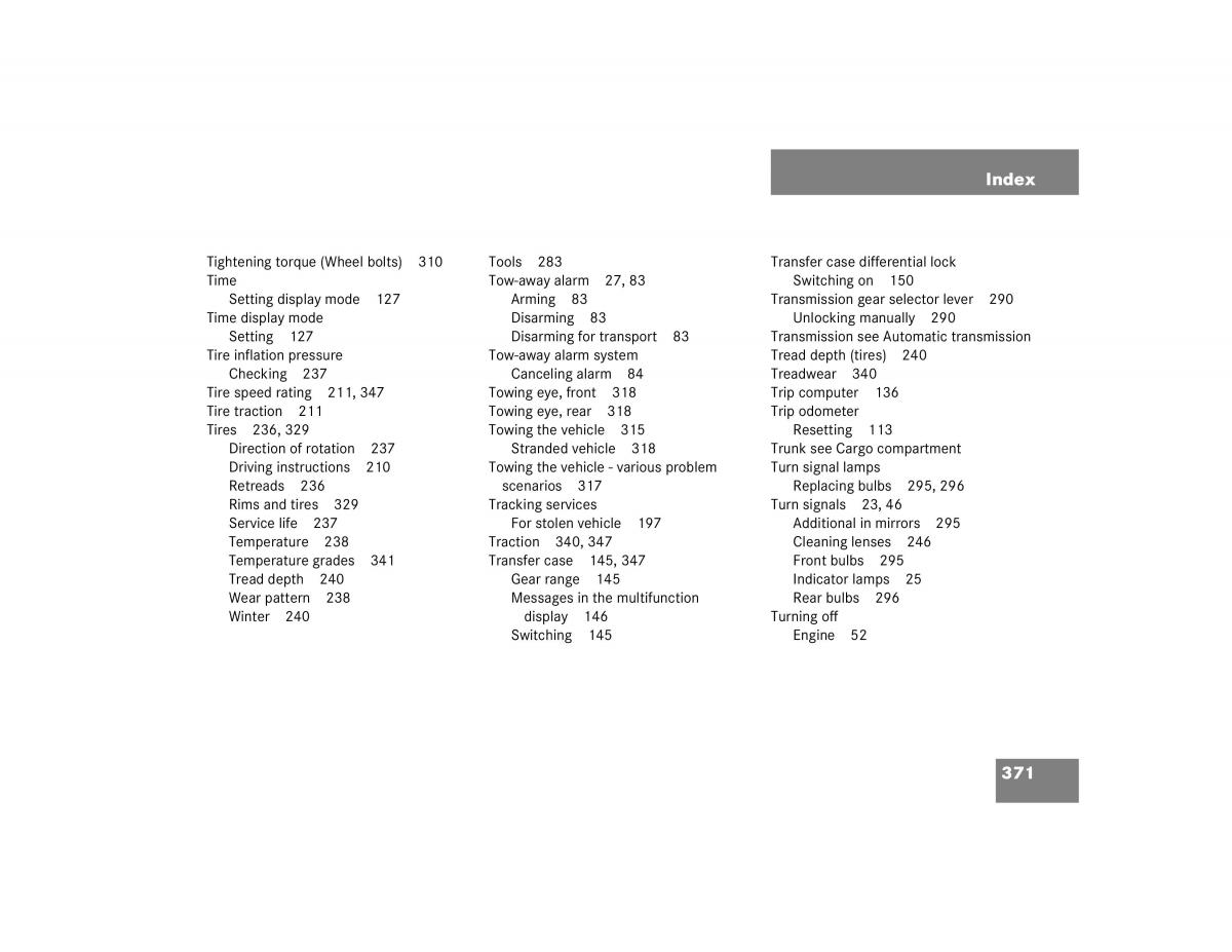 Mercedes Benz G500 G55 AMG owners manual / page 371