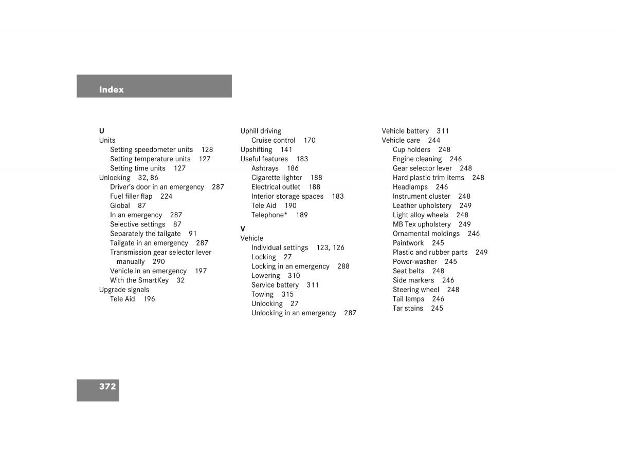 Mercedes Benz G500 G55 AMG owners manual / page 372