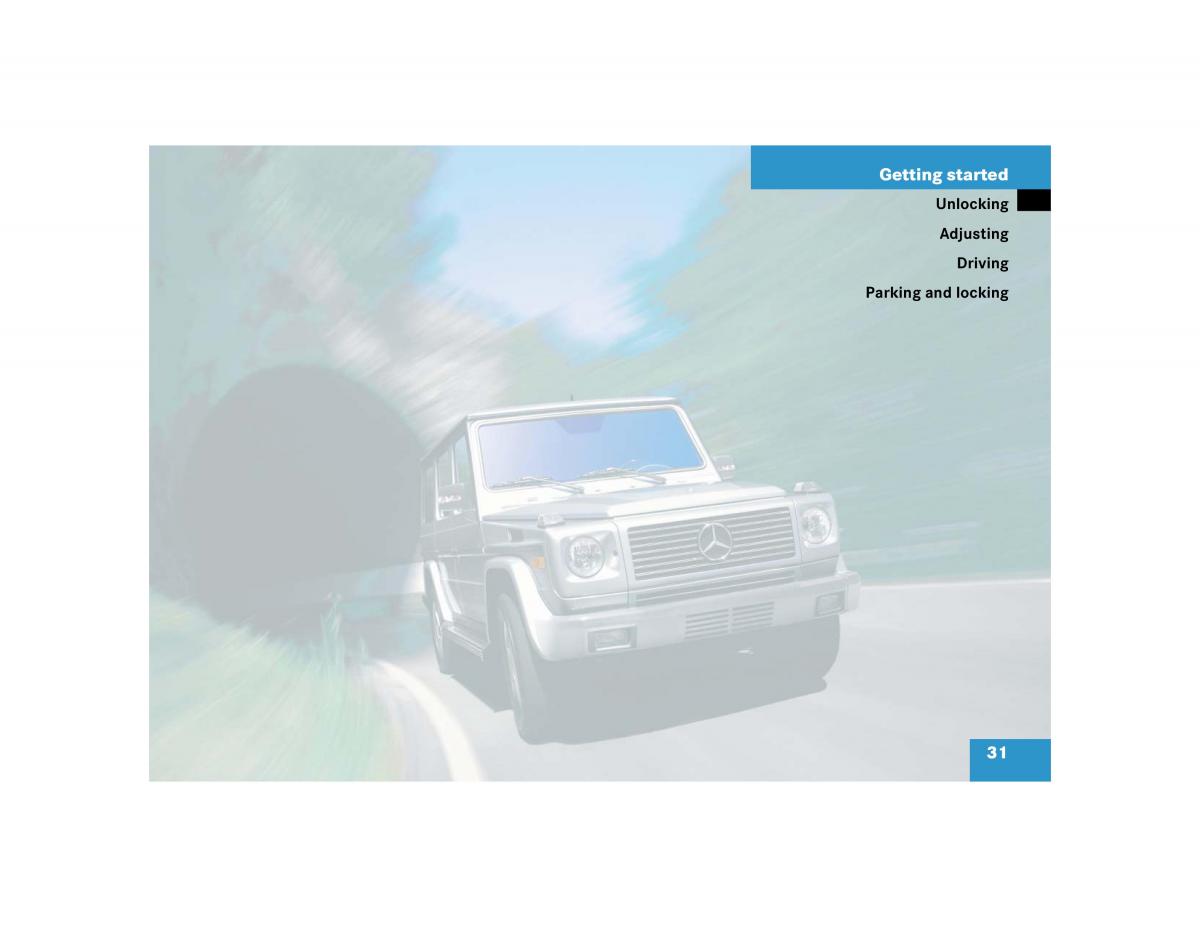 Mercedes Benz G500 G55 AMG owners manual / page 31