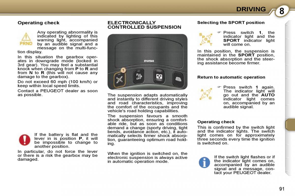 Peugeot 607 owners manual / page 98