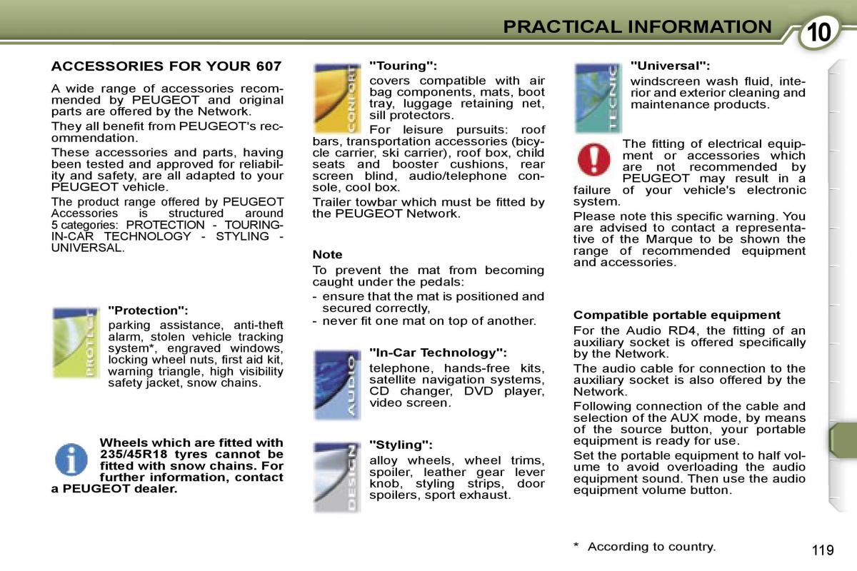 Peugeot 607 owners manual / page 13
