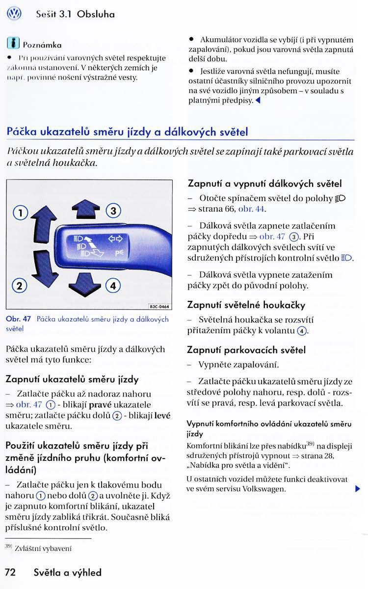 VW Golf VI 6 navod k obsludze / page 74