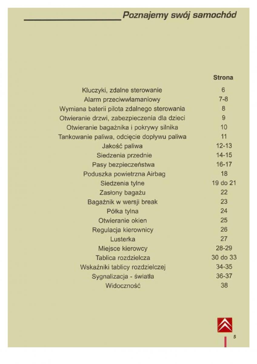 manual  Citroen ZX instrukcja / page 6