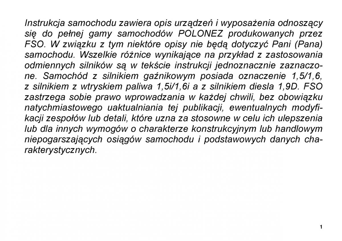 manual  FSO Polonez instrukcja / page 9