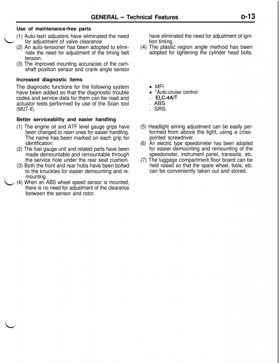 Mitsubishi Eclipse II technical information manual / page 16