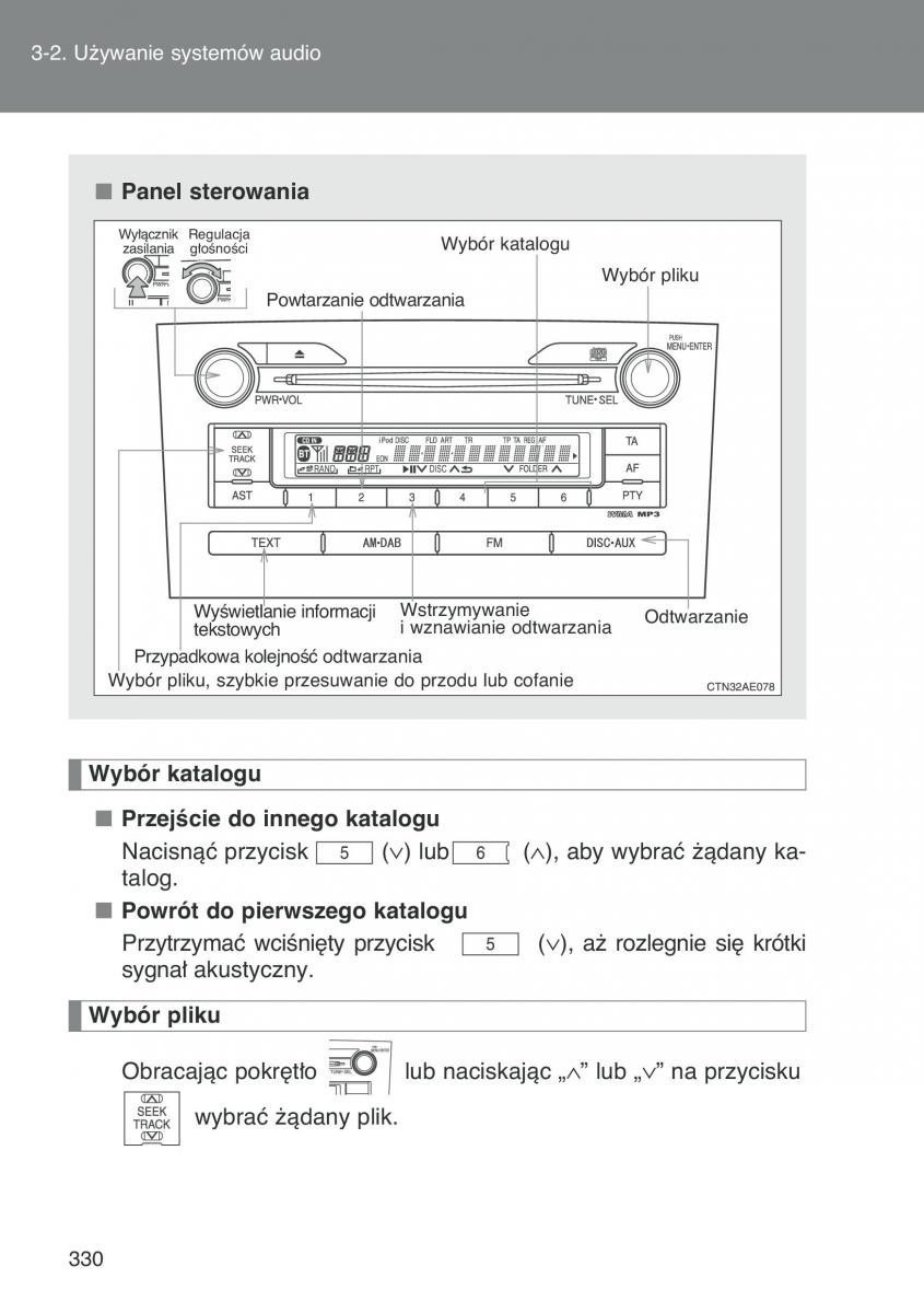 Toyota Auris I 1 instrukcja obslugi / page 332