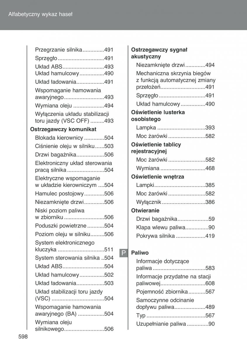 Toyota Auris I 1 instrukcja obslugi / page 600