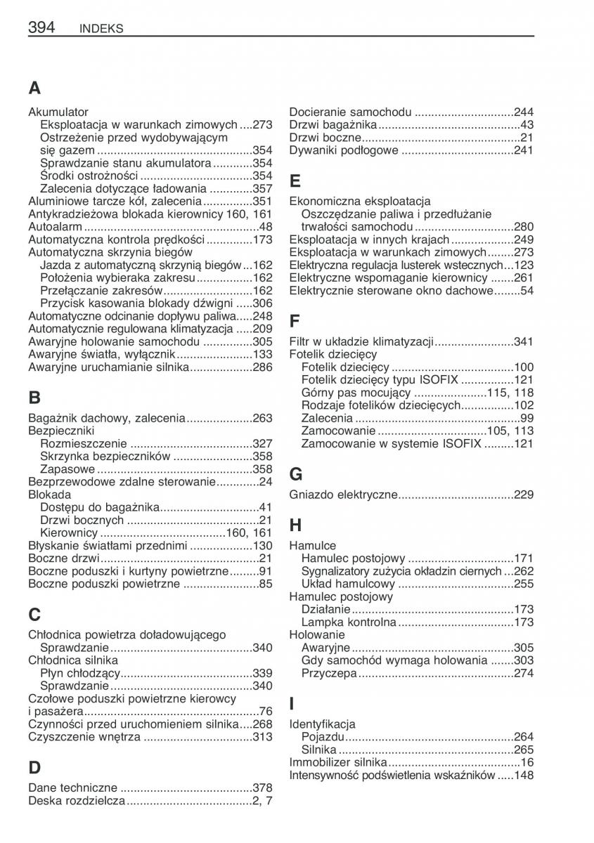 manual  Toyota Avensis II 2 instrukcja / page 401