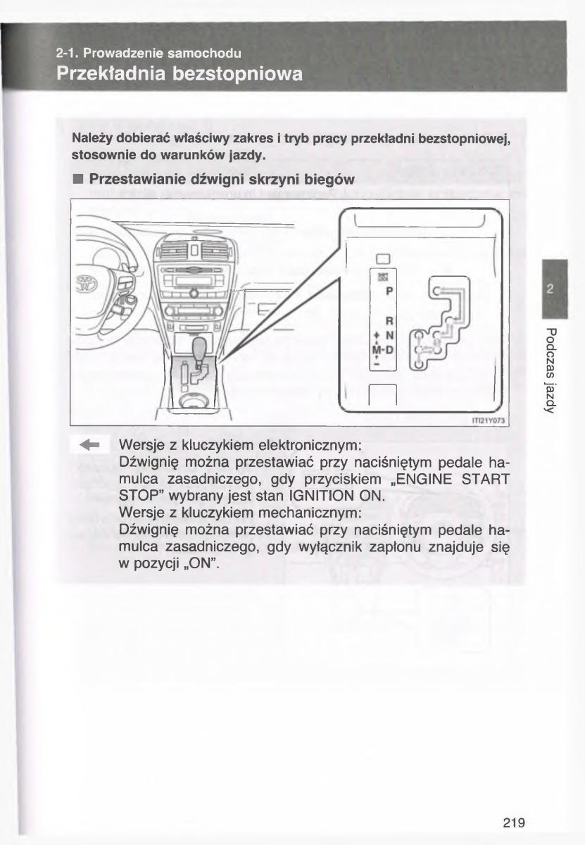 Toyota Avensis III 3 instrukcja obslugi czesc1 / page 218