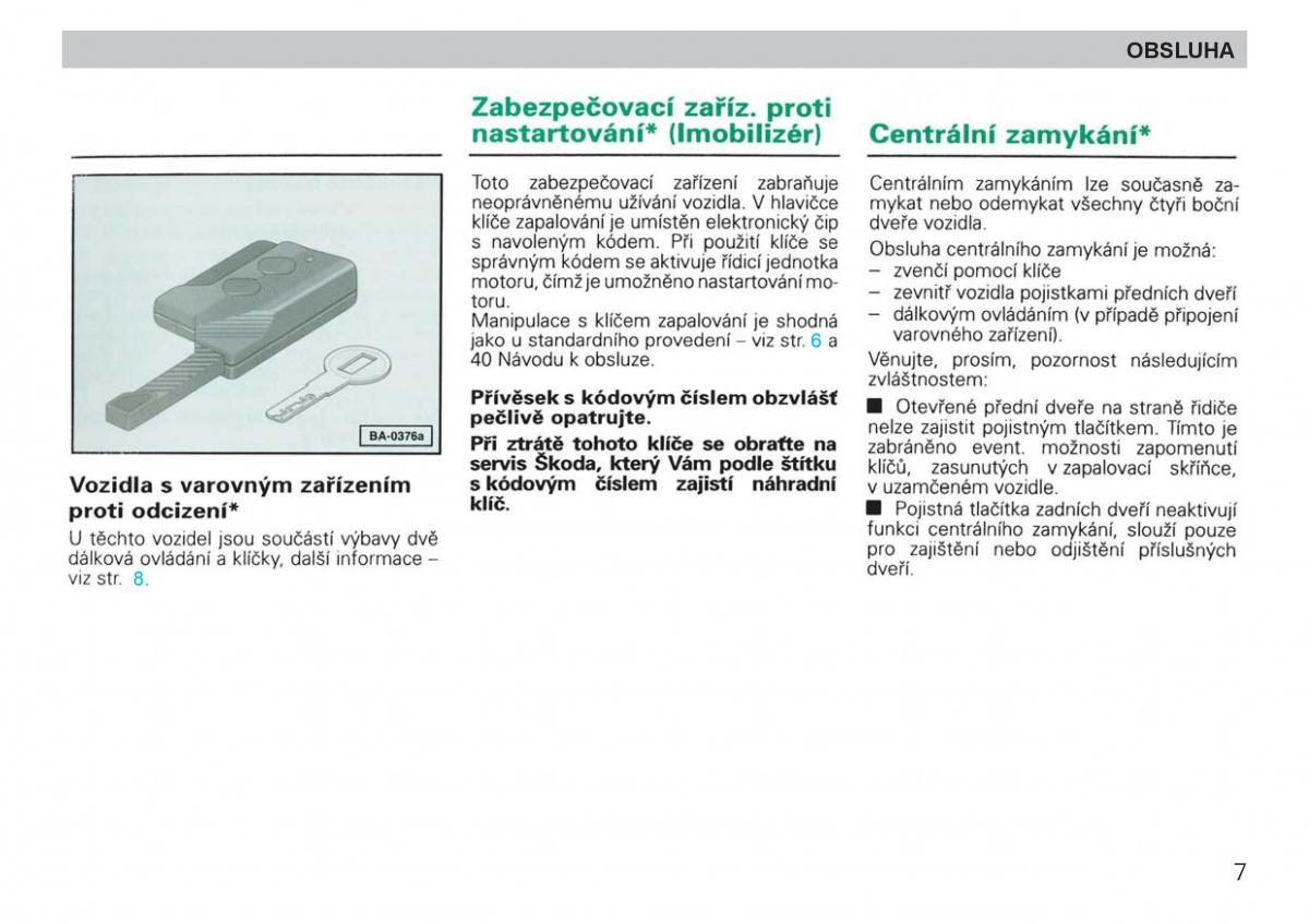 manual  Skoda Felicja navod k obsludze / page 9