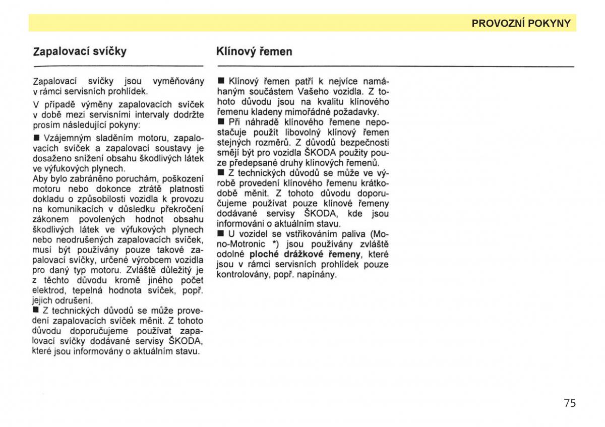 Skoda Favorit navod k obsludze / page 77