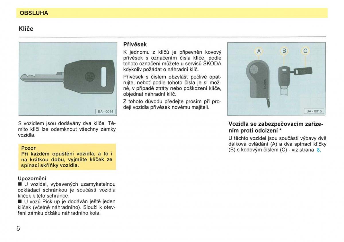 manual  Skoda Favorit navod k obsludze / page 8