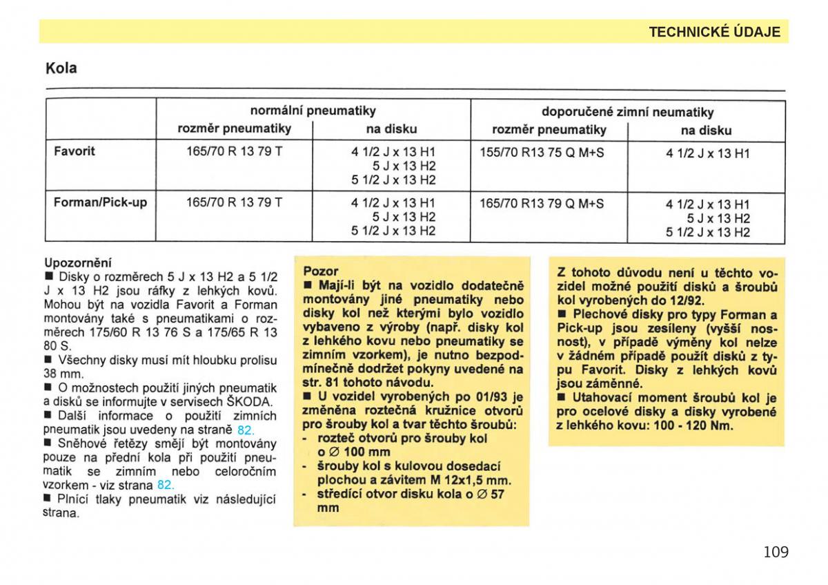 Skoda Favorit navod k obsludze / page 111