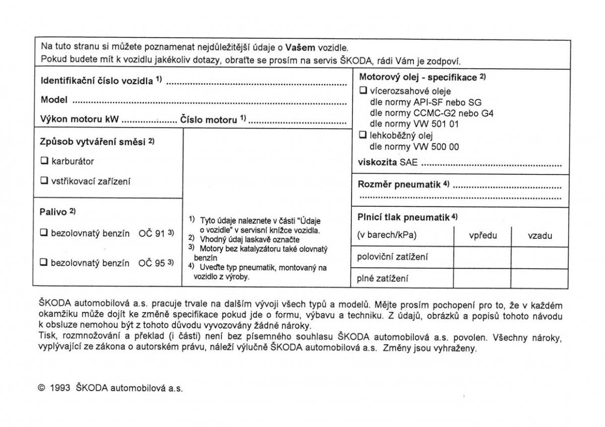 manual  Skoda Favorit navod k obsludze / page 123