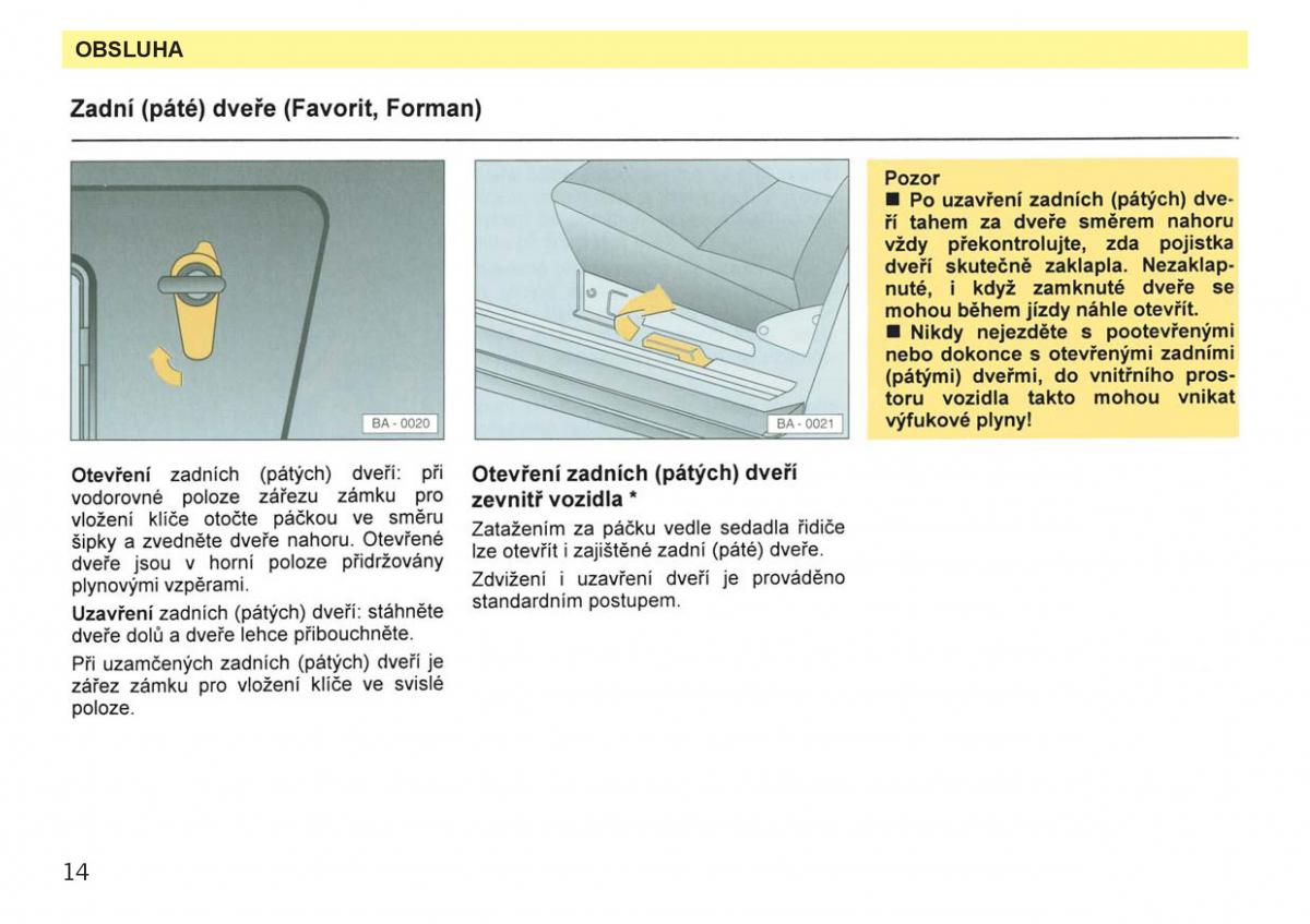 Skoda Favorit navod k obsludze / page 16