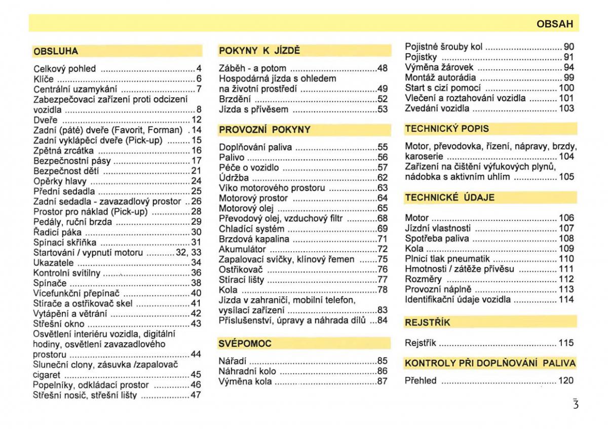 manual  Skoda Favorit navod k obsludze / page 5