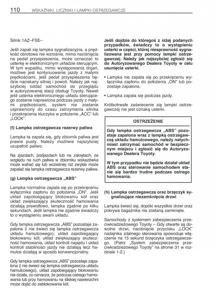 Toyota Avensis I 1 instrukcja obslugi / page 117